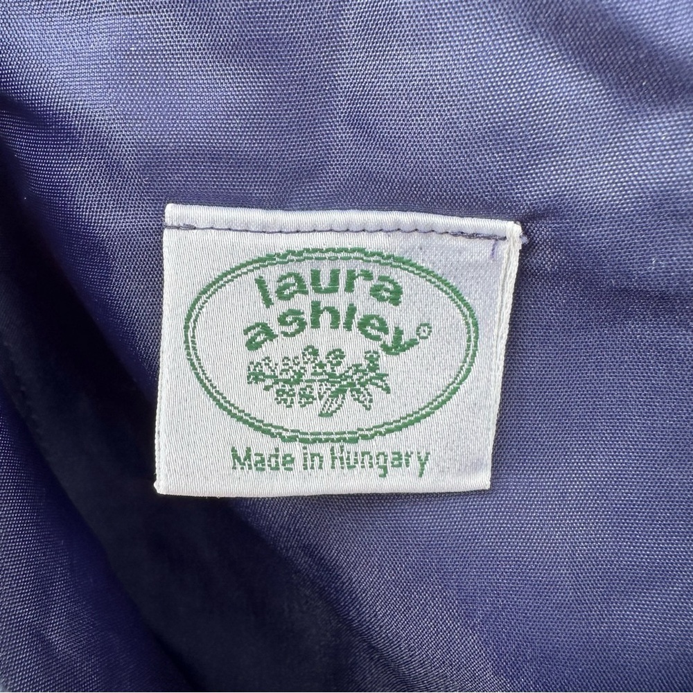 Vintage Laura Ashley Blue Floral Drop Waist Dress 80s 90s White Teal Sleeveless - Picture 8 of 10